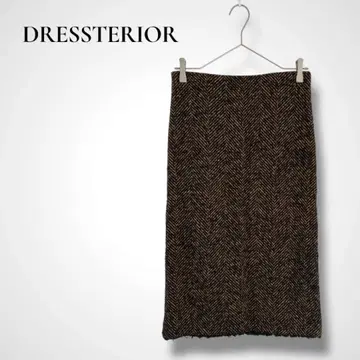 DRESSTERIOR 울 헤링본 스커트 브라운 38 사이즈
