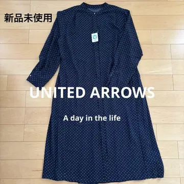 [ 새상품 ] UNITED ARROWS 백 플리츠 셔츠 원피스 도트