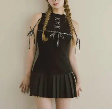 다리치 도킹 레이스업 미니 원피스