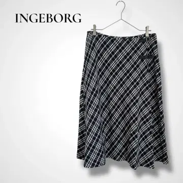 INGEBORG 체크 무늬 랩 스커트 핑크하우스 프리 사이즈