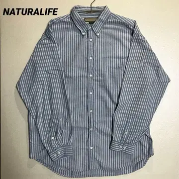 구제 의류 NATURALIFE 스트라이프 BD 긴팔 셔츠 빅 사이즈 XL