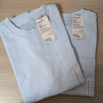 냉감 UV 와이드 반팔 T셔츠 L 라이트 그레이 묶음 판매 2장 무인양품