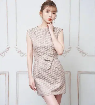 [ 새상품급 ] Darich DR 자카드 미니 원피스 Free-L 베이지