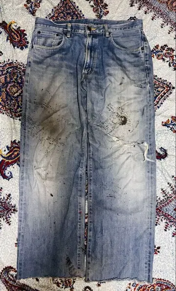 [레어] 90s 데미지 데님 페인트 빈티지 EDWIN 505