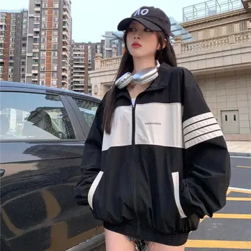 블루종 점퍼 트랙 자켓 스트릿 스타일 한국 패션
