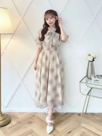 에블린 체크 롱 원피스
