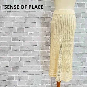 SENSE OF PLACE 시스루 니트 스커트 타이트 롱 a978