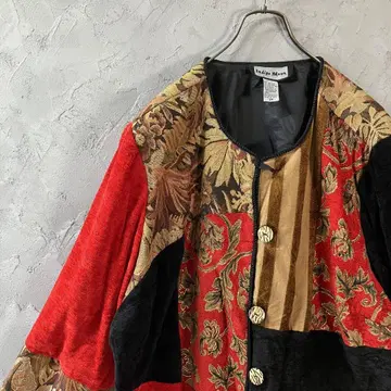 빈티지 자켓 가디건 개성있는 화려한 올 패턴 2XL 상당 LO16