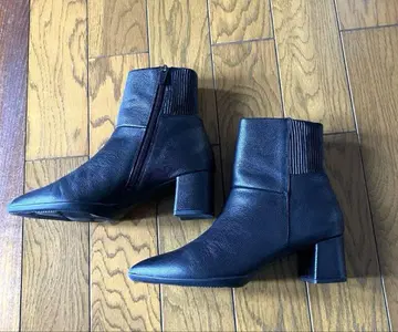 fitfit 포인티드 가죽 부츠 천연 가죽 블랙 23.5cm