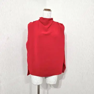 ZARA 자라 빨간색 하이넥 풀오버 개더 긴팔 ( XS ) 엘레강트