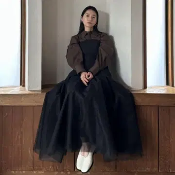[택 포함] 클라네 볼륨 롱 파니에 스커트 튤