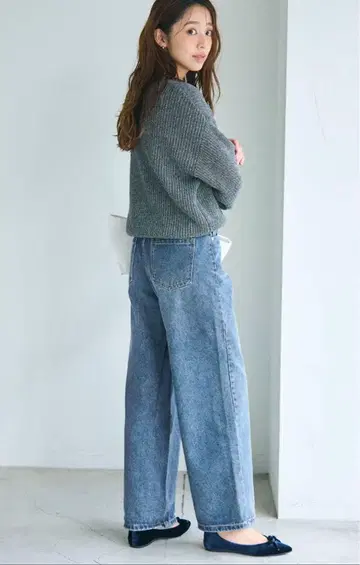 베이스먼트 온라인 스트레이트 배기 데님 팬츠