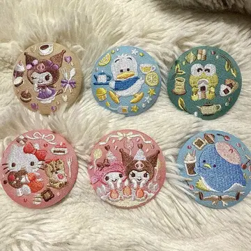 산리오 자수 캔뱃지 6개 세트