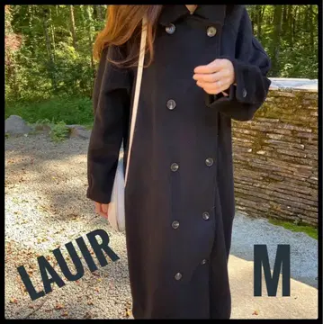 LAUIR 라우어 더블 버튼 롱 코트 블랙 아우터 코트 M