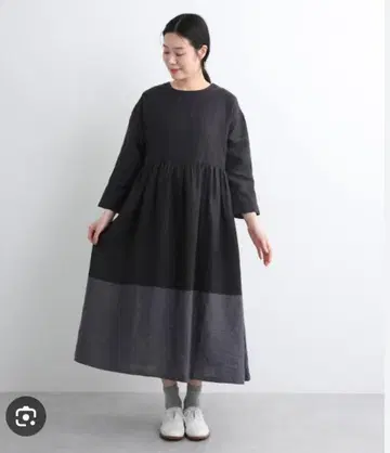TUTIE. 츠치에 린넨 패널 바이컬러 2wey 원피스