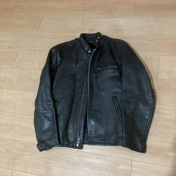 Schott 블랙 가죽 싱글 라이더 38