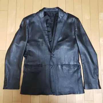 Licorice 블랙 가죽 블레이저 LL