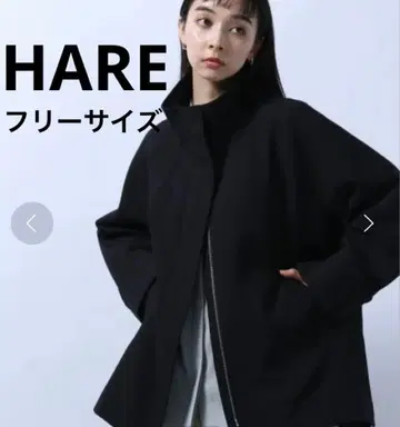 HARE 스탠드 와이드 블루종 코트 블랙 프리