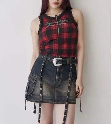 jouetie 웨스턴 버클 벨트 치마바지