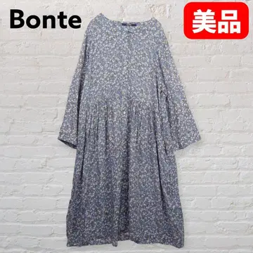 Bonte 꽃무늬 레이온 원피스 사이드 포켓 포함 스카이블루 M-L