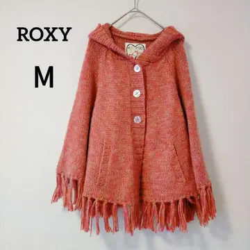 ROXY 록시 오렌지 핑크 계열 프린지 니트 판초 M