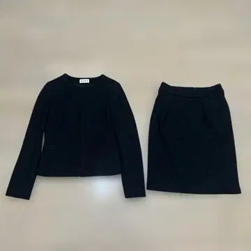 플라스테 네이비 스커트 수트 셋업 노카라 XS 사이즈