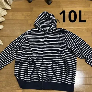 스트라이프 후드티 10L 네이비/화이트