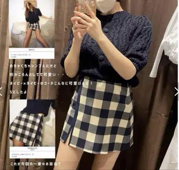 ZARA 완판템 깅엄 체크 패턴 미니 스커트