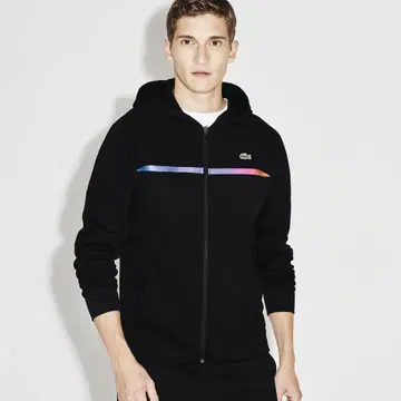 Lacoste 블랙 집업 후드티
