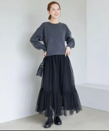 새상품급! 슬로프 이에나 레이어드  스커트 36 블랙 플레어