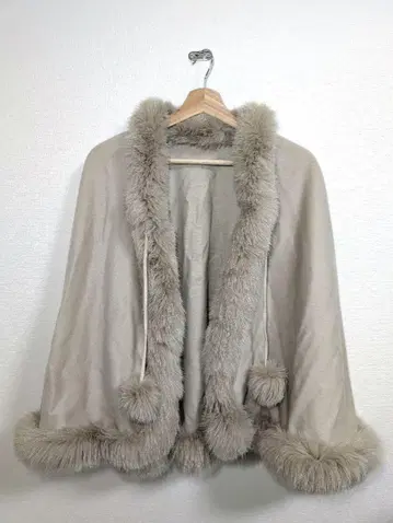 폭스 트리밍 판초 캐시미어