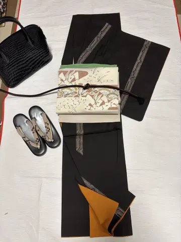 미사용품 블랙 베이스 진흙 염색 9말 1원 오시마 명주 증서 포함