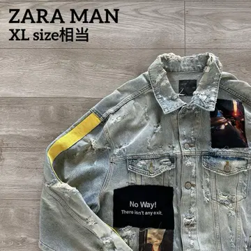 ZARA MAN 그래픽 데미지 데님 자켓 XL 상당