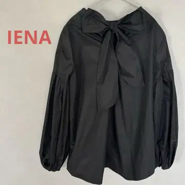 IENA 이에나 보타이 리본 벌룬 슬리브 긴팔 블라우스 블랙 일본제