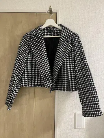 하운드 투스 패턴 숏 자켓