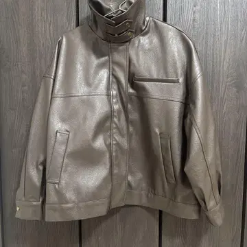 2way 컬러 PU 가죽 자켓 다크 브라운