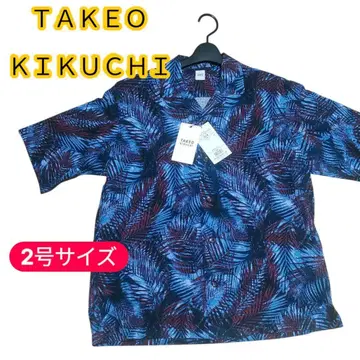 미사용 새상품 TAKEO KIKUCHI 반팔 셔츠 M 보태니컬 무늬