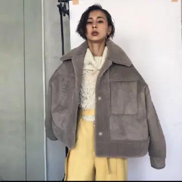 [ Ameri ] OVER SIZE ECO MOUTON COAT 2way