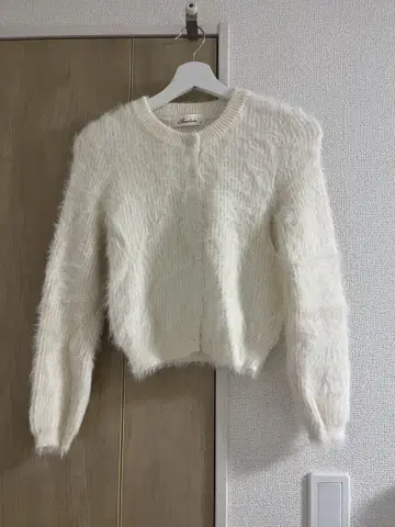 아이보리 퍼풍 가디건 긴팔