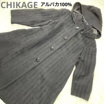 CHIKAGE 알파카 100% 후드 부착 롱 코트 루즈 빅 디자인