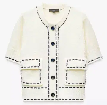 ZARA 스티치 니트 숏 슬리브 자켓 M 사이즈