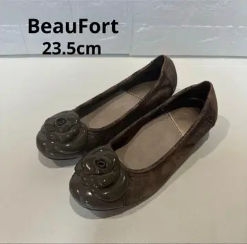 BeauFort 브라운 꽃 모티브 플랫슈즈 23.5cm