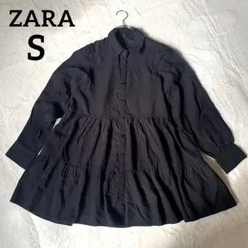ZARA 티어드 원피스 미니 기장 긴팔 블랙 S 사이즈