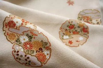 순수 실크 시츠케 포함 코몬 금채 눈꽃 단풍 불어오는 잎