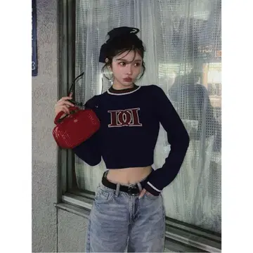 Darich 다리치 레트로 DD 로고 니트탑 네이비