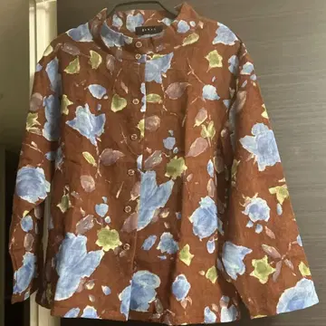 오감 꽃무늬 긴팔 셔츠 울 일본제
