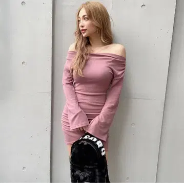 미러나인 원피스 오프숄더 긴팔 원피스