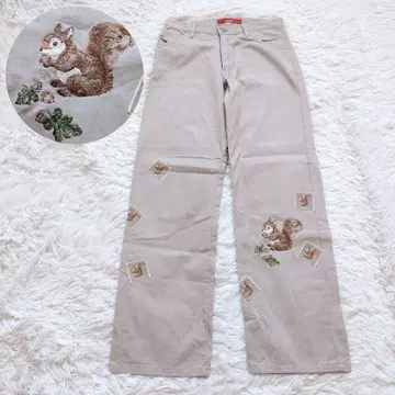 핑크하우스 팬츠 자수 다람쥐 와펜 베이지 S 사이즈
