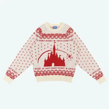 디즈니 신데렐라 성 니트 스웨터 빨간색 M