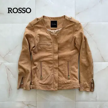 ROSSO 페이크 스웨이드 노카라 자켓 베이지 F 고급 캐주얼